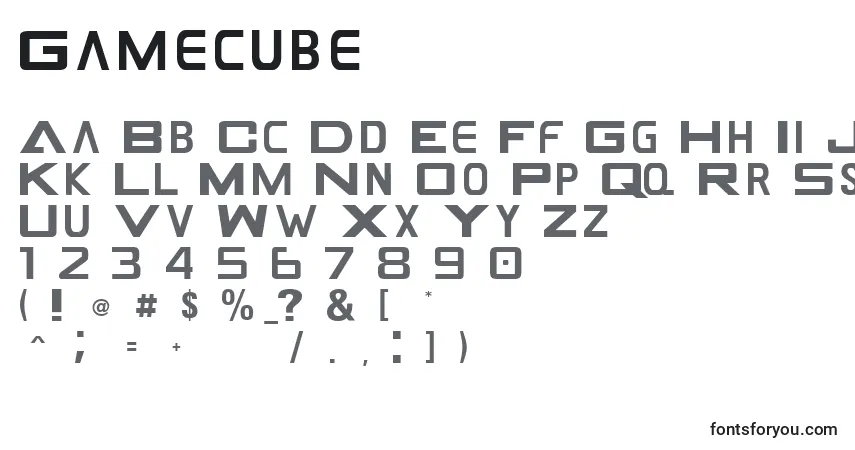 Schriftart Gamecube – Alphabet, Zahlen, spezielle Symbole