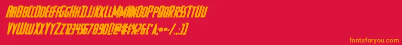 Watchtowerboldital-Schriftart – Orangefarbene Schriften auf rotem Hintergrund