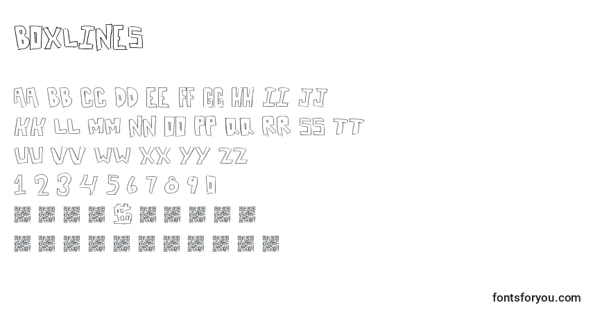 Schriftart Boxlines – Alphabet, Zahlen, spezielle Symbole