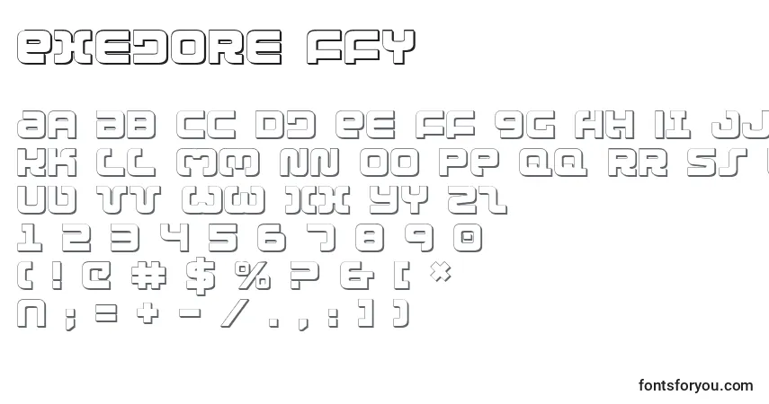 Exedore ffy-fontti – aakkoset, numerot, erikoismerkit