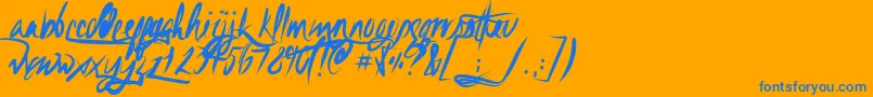 Unfoldingtrag-Schriftart – Blaue Schriften auf orangefarbenem Hintergrund