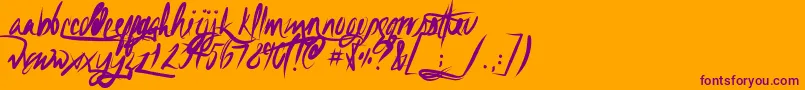 Unfoldingtrag Font – Purple Fonts on Orange Background