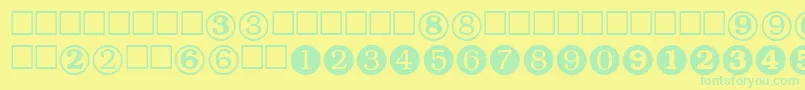 Police NumeralsttRegular – polices vertes sur fond jaune
