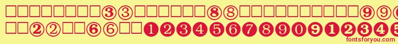 フォントNumeralsttRegular – 赤い文字の黄色い背景