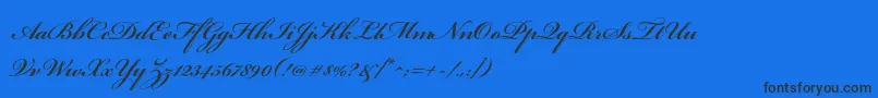 BickhamscriptproSemibold-Schriftart – Schwarze Schriften auf blauem Hintergrund