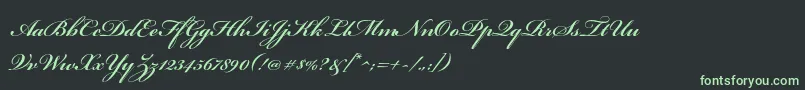 BickhamscriptproSemibold-fontti – vihreät fontit mustalla taustalla