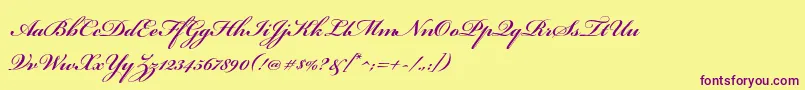 BickhamscriptproSemibold-fontti – violetit fontit keltaisella taustalla