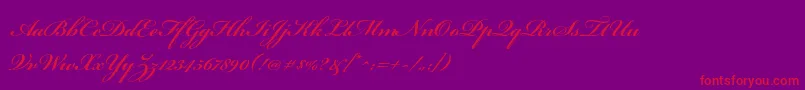 BickhamscriptproSemibold-Schriftart – Rote Schriften auf violettem Hintergrund