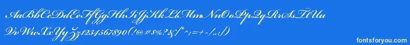 Fonte BickhamscriptproSemibold – fontes amarelas em um fundo azul