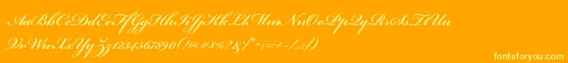 Fonte BickhamscriptproSemibold – fontes amarelas em um fundo laranja