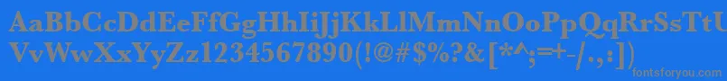フォントUrwbaskertextbolnar – 青い背景に灰色の文字