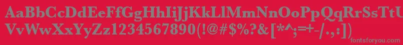 Urwbaskertextbolnar-Schriftart – Graue Schriften auf rotem Hintergrund