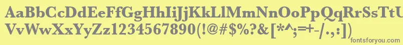フォントUrwbaskertextbolnar – 黄色の背景に灰色の文字