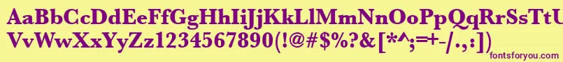 Urwbaskertextbolnar Font – Purple Fonts on Yellow Background
