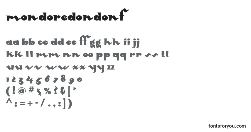 A fonte Mondoredondonf (109298) – alfabeto, números, caracteres especiais