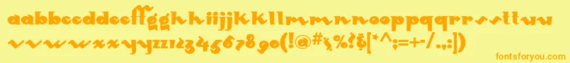 Mondoredondonf Font – Orange Fonts on Yellow Background
