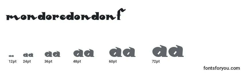 Размеры шрифта Mondoredondonf (109298)