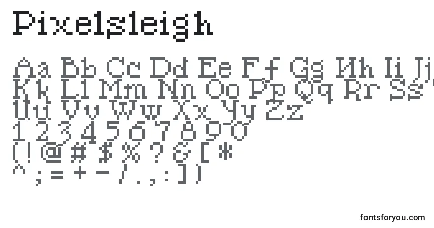 A fonte Pixelsleigh – alfabeto, números, caracteres especiais
