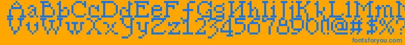 Pixelsleigh Font – Blue Fonts on Orange Background