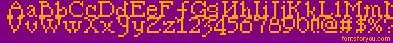Czcionka Pixelsleigh – pomarańczowe czcionki na fioletowym tle