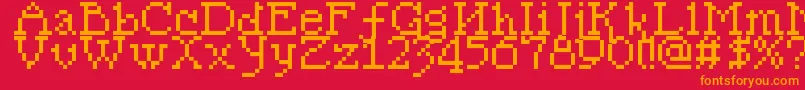 フォントPixelsleigh – 赤い背景にオレンジの文字