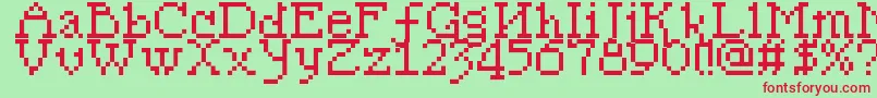 Pixelsleigh-Schriftart – Rote Schriften auf grünem Hintergrund
