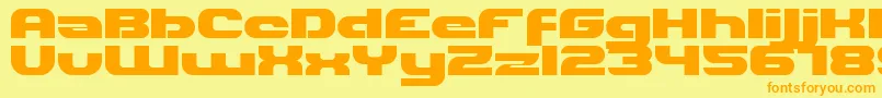 フォントHilda – オレンジの文字が黄色の背景にあります。
