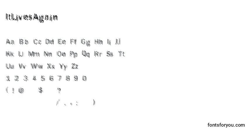 Czcionka ItLivesAgain – alfabet, cyfry, specjalne znaki