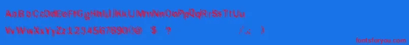 ItLivesAgain-Schriftart – Rote Schriften auf blauem Hintergrund