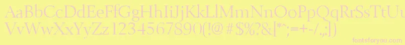 BelfastserialLightRegular-fontti – vaaleanpunaiset fontit keltaisella taustalla