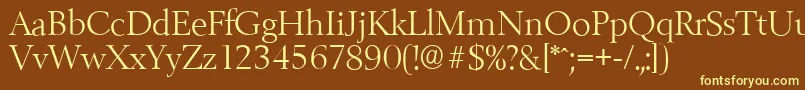 BelfastserialLightRegular-fontti – keltaiset fontit ruskealla taustalla