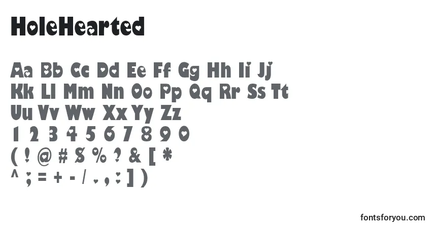A fonte HoleHearted – alfabeto, números, caracteres especiais