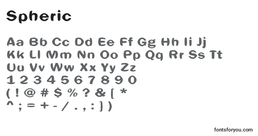Шрифт Spheric – алфавит, цифры, специальные символы