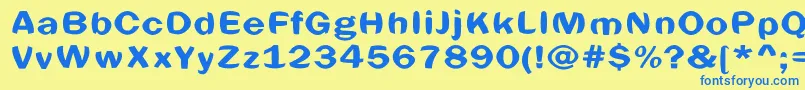 Saiba mais sobre a fonte Spheric Fonte Spheric – fontes azuis em um fundo amarelo