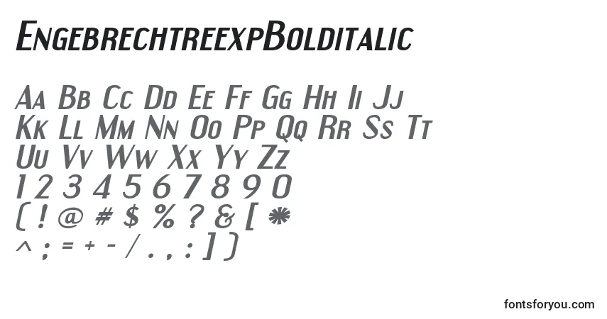 Шрифт EngebrechtreexpBolditalic – алфавит, цифры, специальные символы