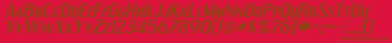 EngebrechtreexpBolditalic-Schriftart – Braune Schriften auf rotem Hintergrund