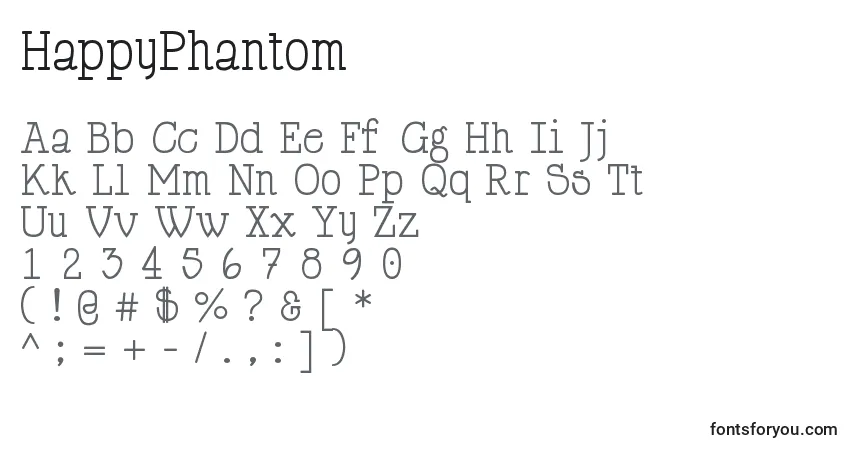 Schriftart HappyPhantom – Alphabet, Zahlen, spezielle Symbole