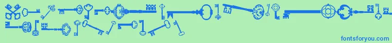 Fonte OldRetroKeysTfb – fontes azuis em um fundo verde