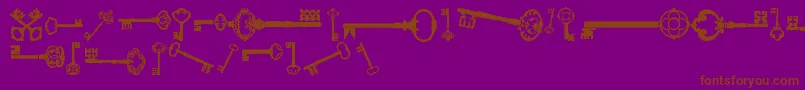 Fonte OldRetroKeysTfb – fontes marrons em um fundo roxo