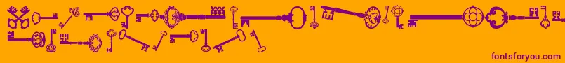 OldRetroKeysTfb-Schriftart – Violette Schriften auf orangefarbenem Hintergrund