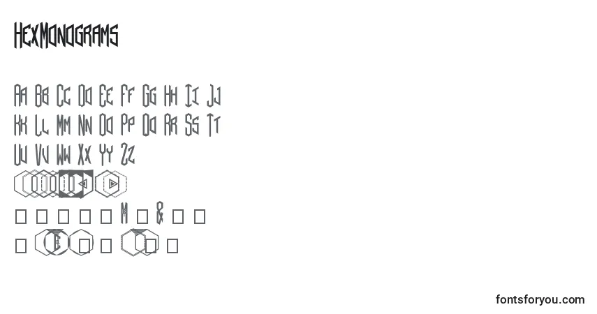 Шрифт HexMonograms (109309) – алфавит, цифры, специальные символы