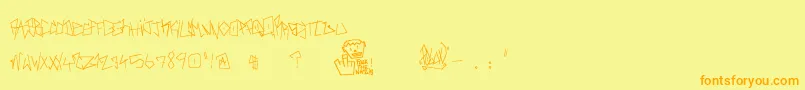 RealBreakerz-Schriftart – Orangefarbene Schriften auf gelbem Hintergrund