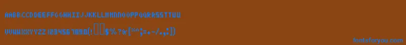 フォントPixeltext – 茶色の背景に青い文字