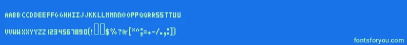 Pixeltext Font – Green Fonts on Blue Background