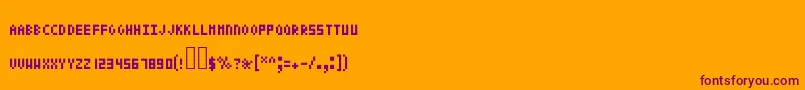 Pixeltext-Schriftart – Violette Schriften auf orangefarbenem Hintergrund