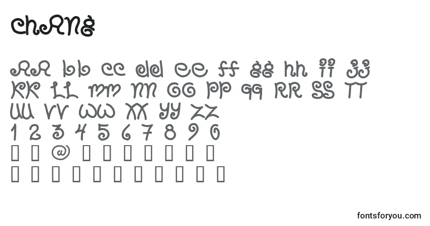 Schriftart Chang – Alphabet, Zahlen, spezielle Symbole