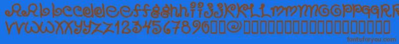 フォントChang – 茶色の文字が青い背景にあります。