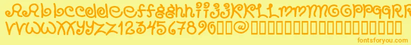Chang-Schriftart – Orangefarbene Schriften auf gelbem Hintergrund