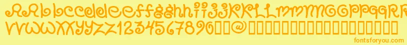 フォントChang – オレンジの文字が黄色の背景にあります。