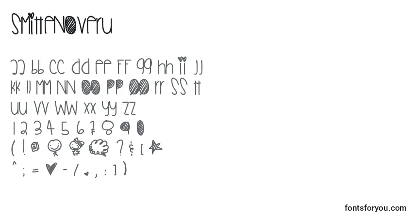 Schriftart Smittenoveru – Alphabet, Zahlen, spezielle Symbole